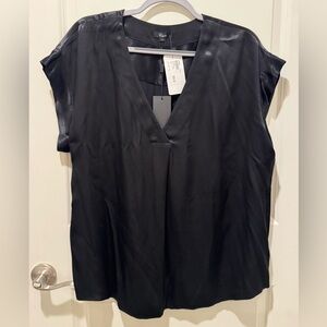 Rails Nala Black Satin V-Neck Blouse New With Tags. Size L
